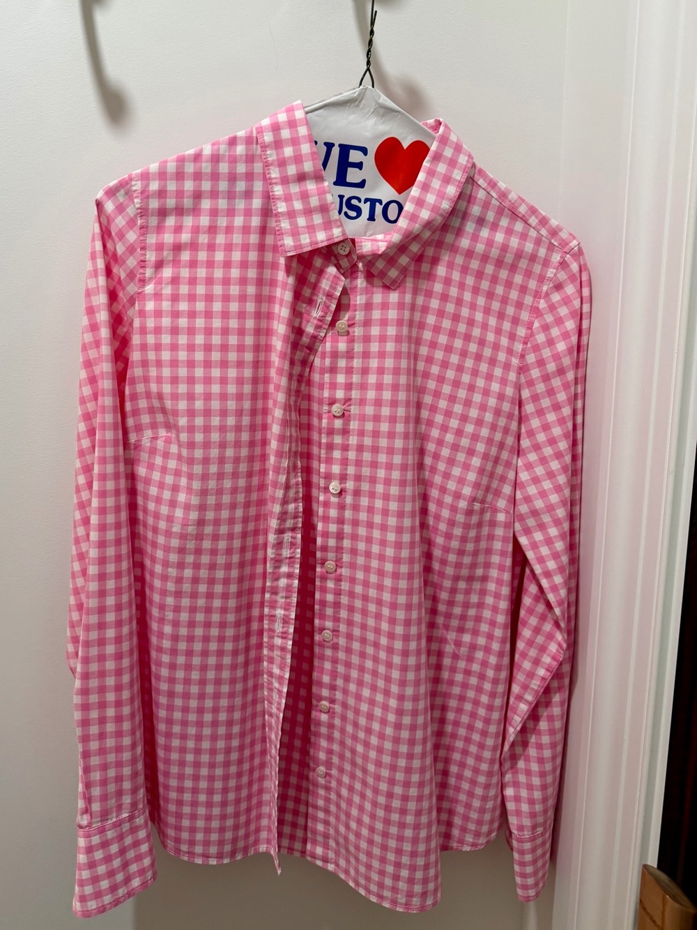 J. Crew Pink Gingham Button-Down Shirt